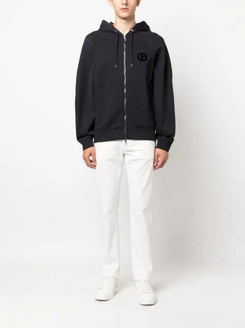 Giorgio Armani logo-embroidered zip-up hoodie