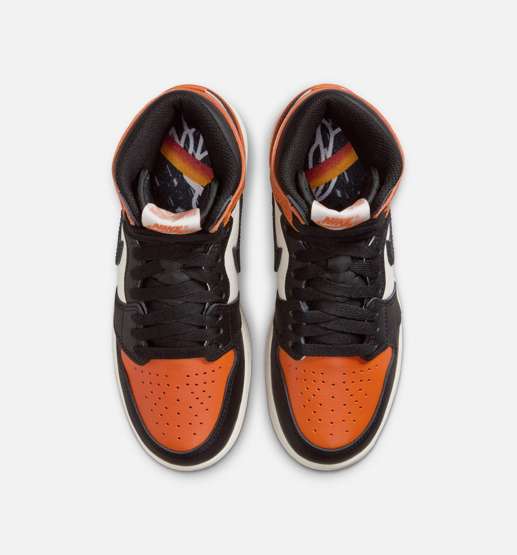 Air Jordan 1 Retro High OG Grade School Lifestyle Shoe - Black/Sail/Starfish