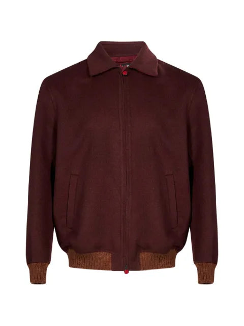 Kiton ribbed-trim zip-up jacket