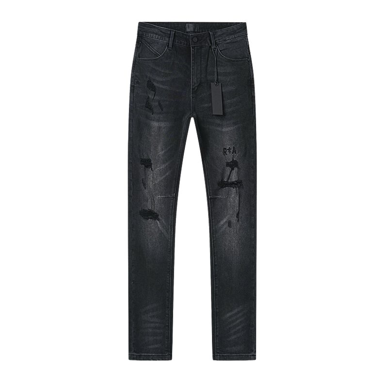 R+A Washed Distressed Black Jeans