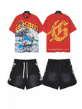 Godspeed Red Western Graphic T-Shirt and Shorts Set